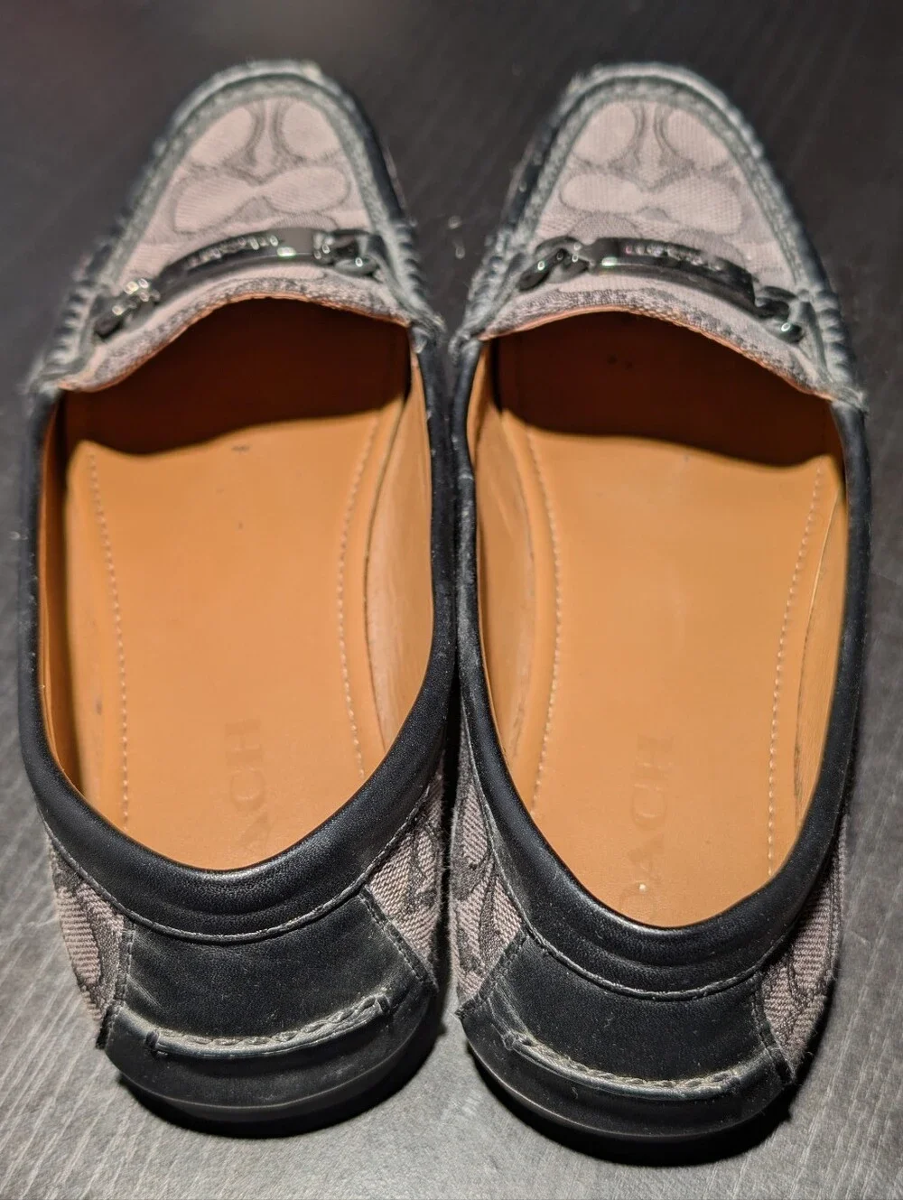 COACH Women's Gray Signature Canvas Loafers